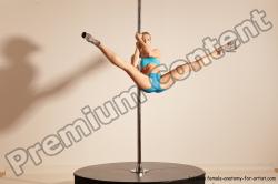 Underwear Gymnastic poses Woman White Moving poses Slim long blond Dynamic poses Academic